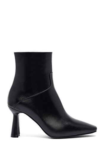 Derimod Women's Black Zippered Heeled Leather Boots 25Wfd133318