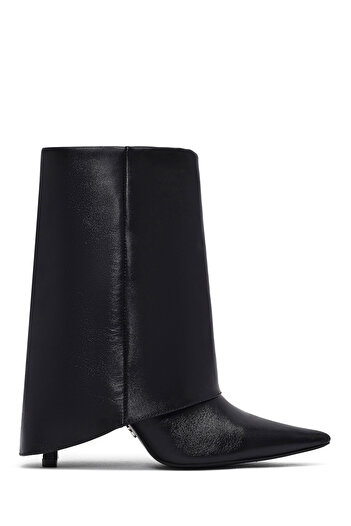 Derimod Women's Black Thin Heeled Leather Boots 25Afd160218