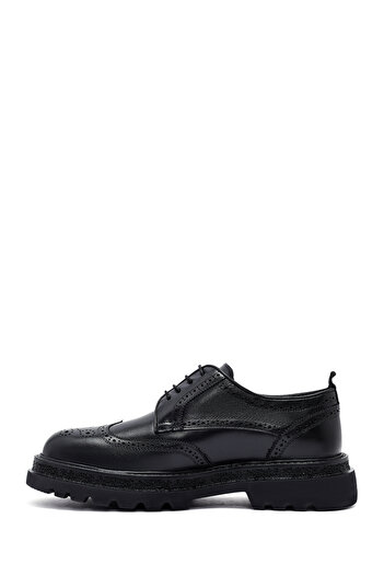 Derimod Men's Black Lace-Up Thick Soled Leather Casual Shoes 25Wfd760518