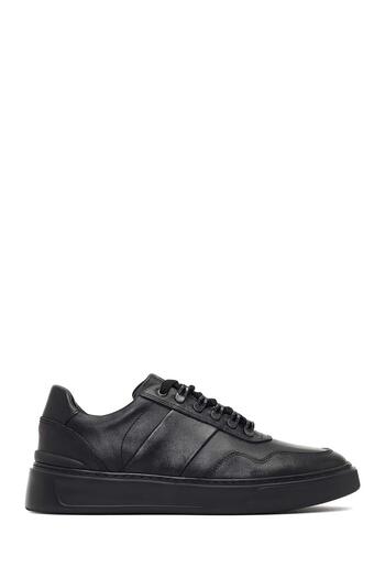 Derimod Men's Black Lace-Up Thick Soled Leather Sneaker, Winter Sports Shoes 25Wfd707218