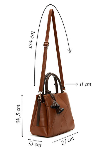 Derimod Women's Tan Long Strap Accessory Detailed Shoulder Bag 25Wbd2626Ft