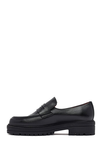 Derimod Gritti Women's Black Leather Masculine Loafer, Winter Shoes 25Afd111118