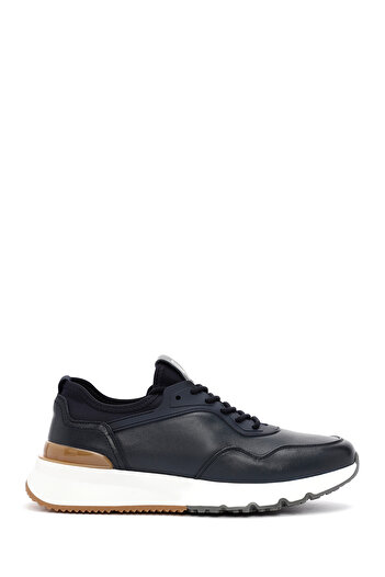 Derimod Men's Navy Blue Lace-Up Thick Soled Leather Casual Sneaker, Winter Sports Shoes 25Wfd690718