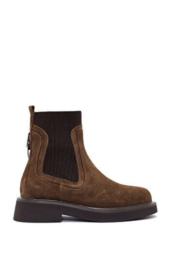 Derimod Women's Tan Suede Leather Chelsea Boots 25Wfd200310