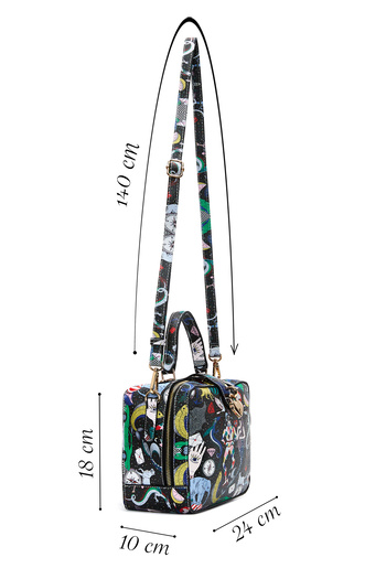 Derimod Women's Black Long Strap Printed Shoulder Bag 25Abd240226