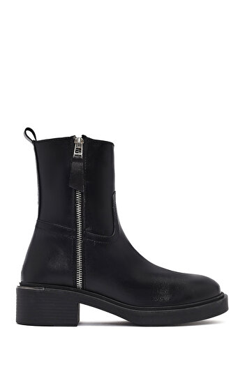 Derimod Women's Black Zippered Leather Boots 25Wfd185518