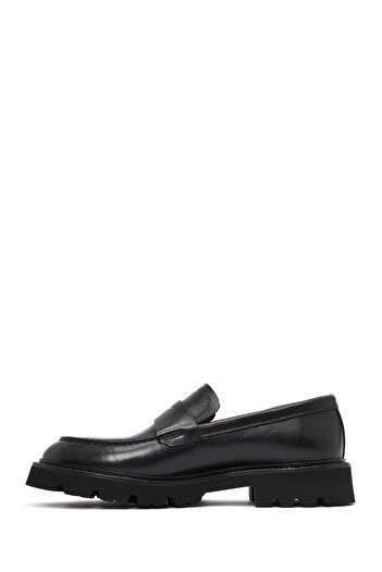 Derimod Men's Black Leather Loafer, Winter Shoes 25Wfd724818