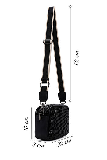 Derimod Women's Black Long Strap Stone Mini Crossbody Bag 25Abd2409Ts