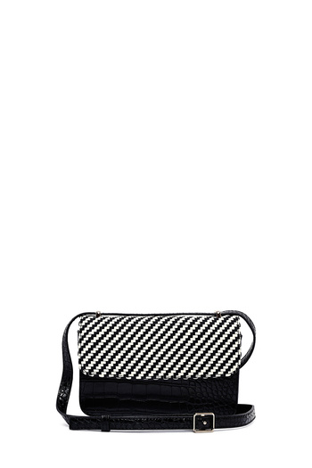Derimod Women's Black Long Strap Printed Crossbody Bag 25Abd243214