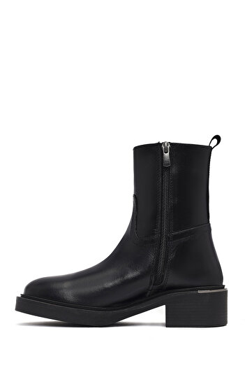 Derimod Women's Black Zippered Leather Boots 25Wfd185518