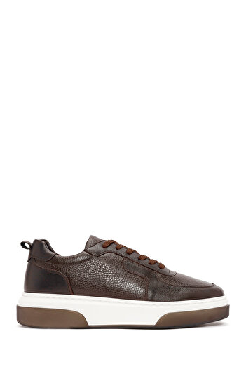 Derimod Erkek Kahverengi Bağcıklı Kalın Tabanlı Deri Sneaker,Kışlık Spor Ayakkabı 25WFD6408FT