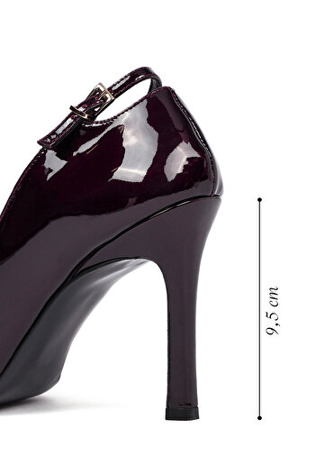 Derimod Women's Burgundy Thin Heeled Patent Leather Stiletto,High Heel Shoes 25Afd162416