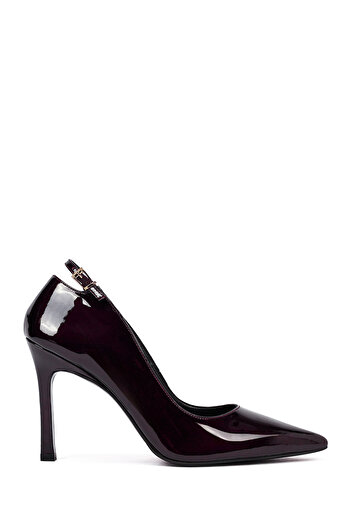 Derimod Women's Burgundy Thin Heeled Patent Leather Stiletto,High Heel Shoes 25Afd162416