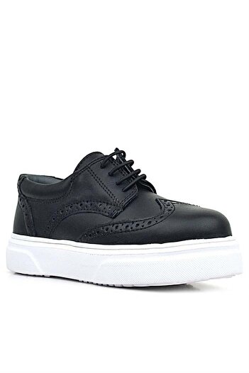 Rakerplus Oxford Children's Classic Shoes - Genuine Leather, Black and White Sole