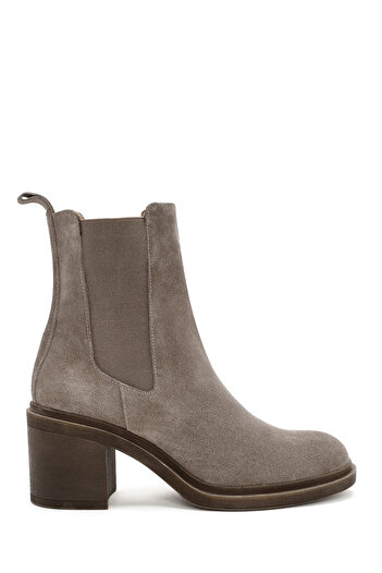 Derimod Women's Mink Thick Heeled Suede Leather Chelsea Boots 25Wfd151510