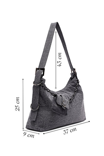 Derimod Women's Gray Fabric Shoulder Bag 25Abd27086F