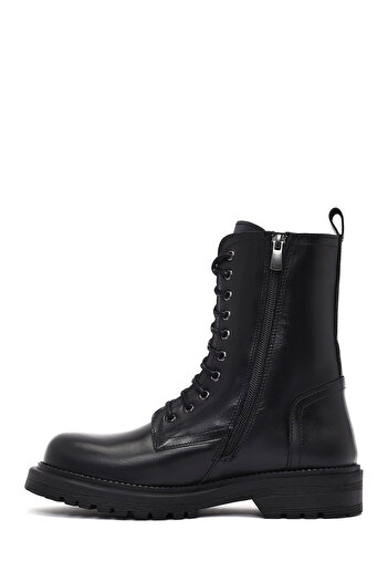 Derimod Women's Black Zippered Leather Boots 25Wfd187018