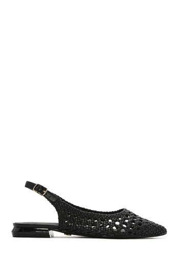 Derimod Women's Black Braided Open Back Ballerinas 25Sfd443429