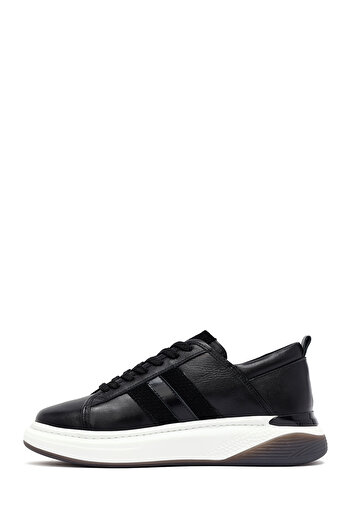 Derimod Men's Black Lace-Up Thick Sole Leather Sneaker 25Sfd688518