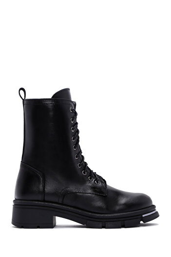 Derimod Women's Black Zippered Leather Boots 25Wfd180418