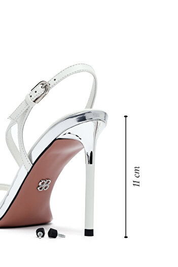 Derimod Women's White Ankle Strap Leather Thin Heeled Sandals 25Sfd494618