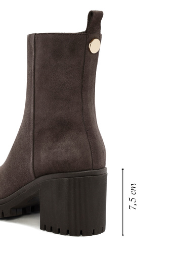 Derimod Women's Mink Zippered Heeled Suede Leather Boots 25Wfd200910