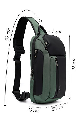 Derimod Ανδρική τσάντα χιαστί πράσινη D-Pack 25SBD30316F