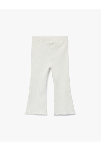 Koton Cotton Basic Velvet Leggings with Elastic Waist and Flared Legs