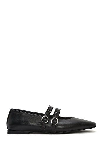 Derimod Women's Black Double Buckle Genuine Leather Shoes, Summer Shoes 25Sfd270618