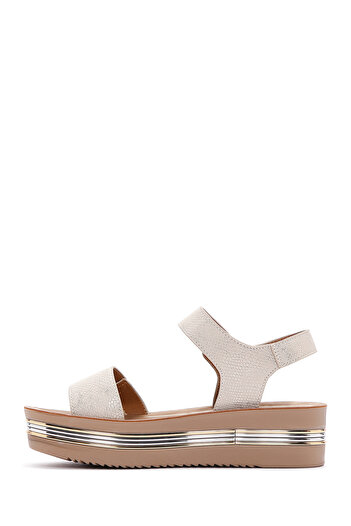 Derimod Women's Gold Ankle Strap Thick Sole Metallic Sandals 25Sfe 461832