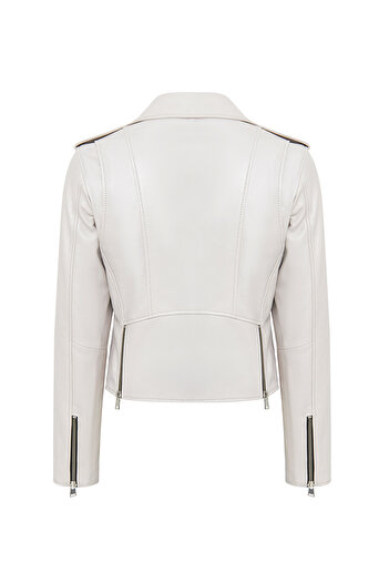Derimod New Age Women's Gray Double Breasted Collar Leather Jacket 24Wgd5983Ve