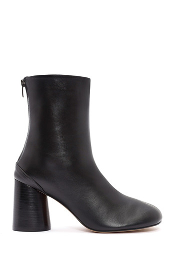 Derimod Women's Black Zippered Thick Heeled Leather Boots 24Wfd 142118