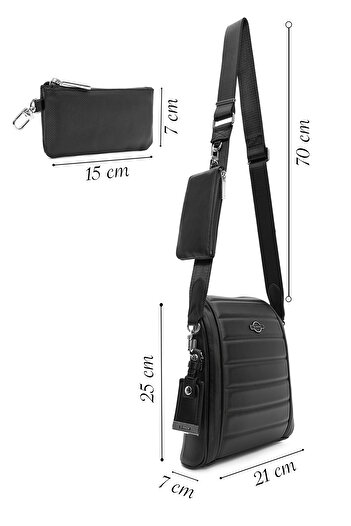 Derimod Ανδρική τσάντα χιαστί μαύρη D-Pack 24WBD30196F