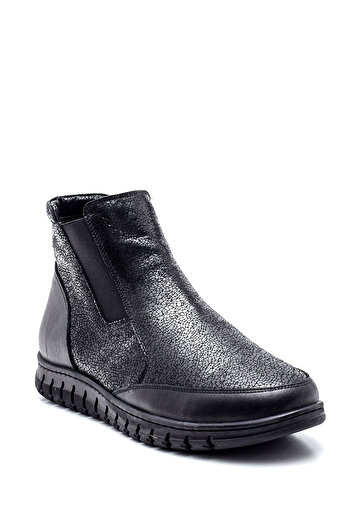 Derimod Women's Black Zippered Leather Comfort Boots 24Wfd 360014