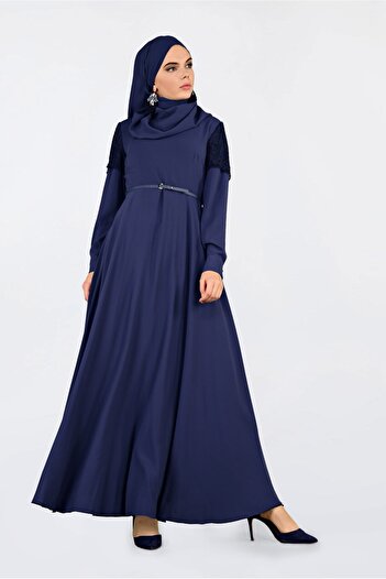 Alvina Lace Sleeves Belt Dress 4679