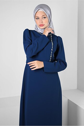 Alvina STYLE COLLAR STONE DETAIL DRESS 43542