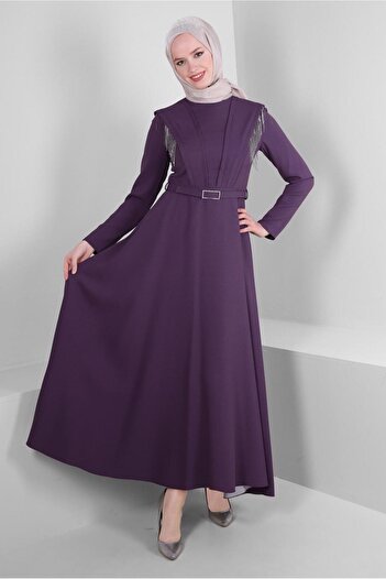 Alvina BELTED CREPE DRESS WITH CHAIN DETAIL 43589
