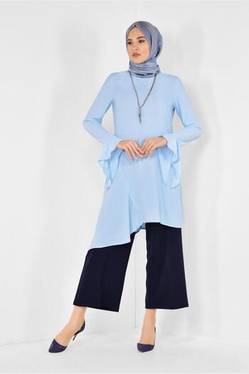 Alvina Asymetric Cut Pillise Detail Tunic 4852