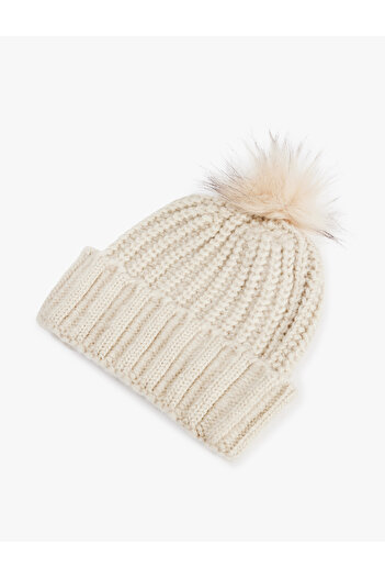 Koton Layered Pom Pom Detailed Knitted Beanie