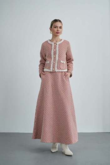 Molly Nelly Women's Lined Tweed Jacket Skirt Hijab Set