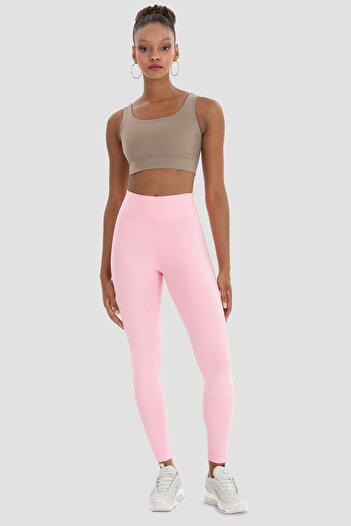 Superstacy V Waist Detailed High Waist Pink Sports Leggings