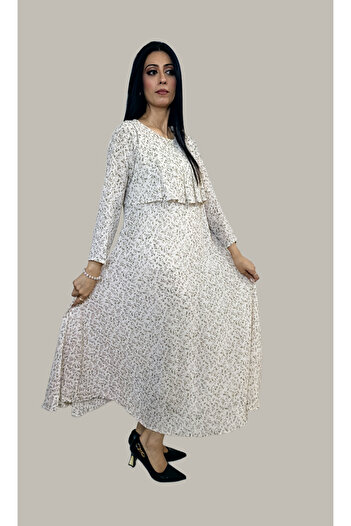 Hayati Collections 1 Piece – Georgette Cream White Maxi