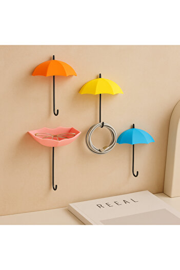esdekor Random Color / 8Pcs Umbrella-Shaped Sticky Hooks, Wall Mount