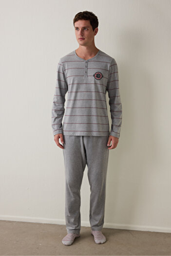 Penti Melange Men's Striped Oversize Pajama Set