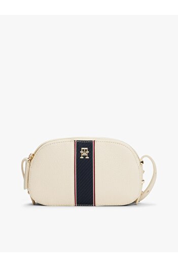 Tommy Hilfiger Női csíkos csíkos cipzáras belső zsebes ekrü válltáska AW0AW16898-AA8