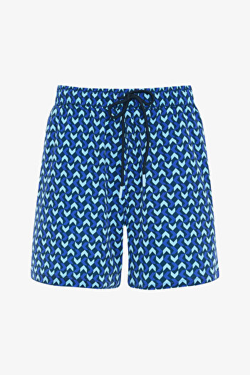 Penti Drake Herren-Badeshorts mit geometrischem Muster und mittlerer Taille
