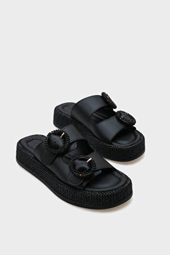 Capone Outfitters Γυναικείες παντόφλες Marla Comfort με διπλή πόρπη με σφήνα τακούνι