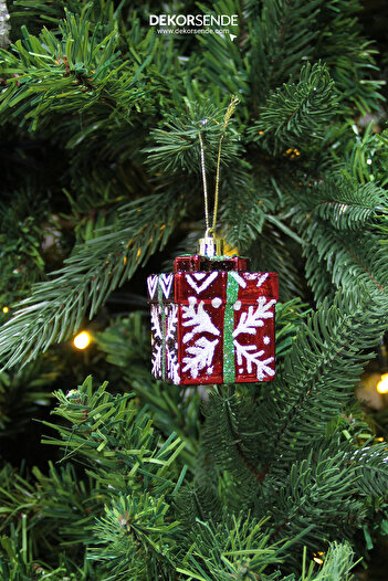 Dekorsende Christmas Ornament Gift Pack of 4 Cake Red 6 cm