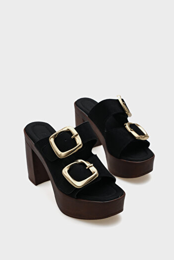 Capone Outfitters Marje Platform Suede Single Strap Women's Slippers