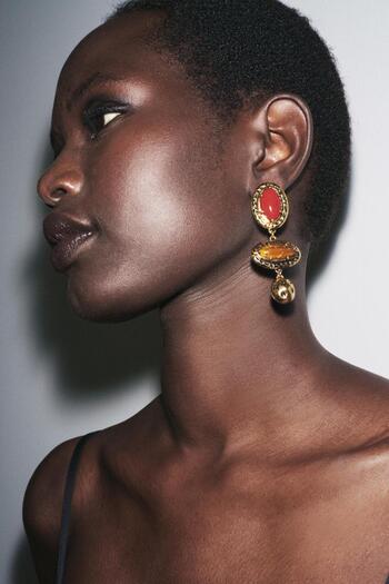 mos&more Brand Model, Antique Style Burgundy Brown Women's Earrings